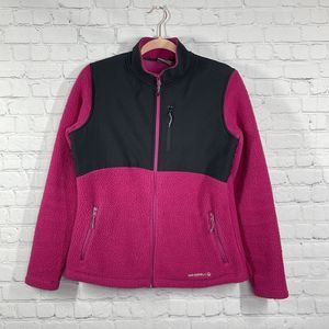Merrell Sweater Medium Hot Pink  Black Fleece Full Zip Jacket Sports Hiking
